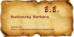 Budinszky Barbara névjegykártya